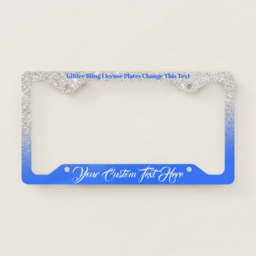 Blue Beige Lady Sparkle Bling License Plate Frame
