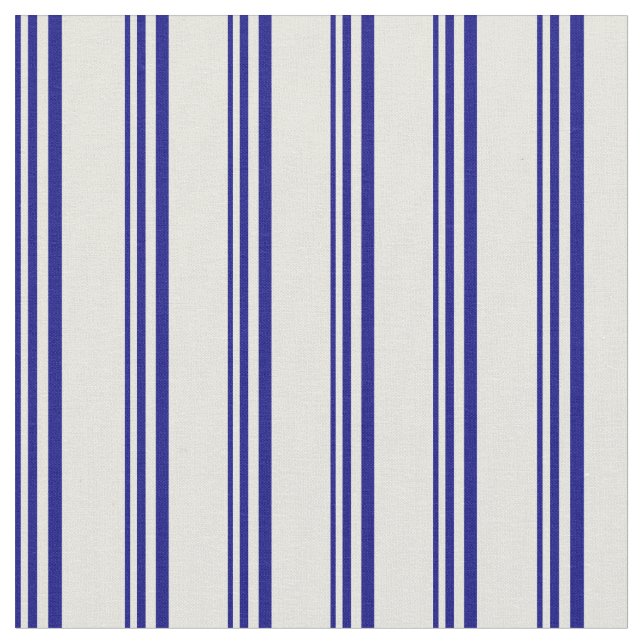 Blue & Beige Lined Pattern Fabric (Close Up)