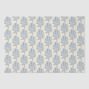 Blue Beige Marine Life Corals Pattern Tissue Paper