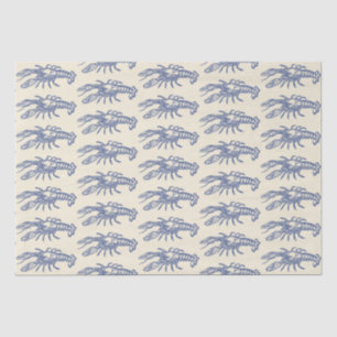 Blue Beige Marine Life Lobster Pattern Tissue Paper