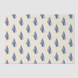 Blue Beige Marine Life Seashell Pattern Tissue Paper