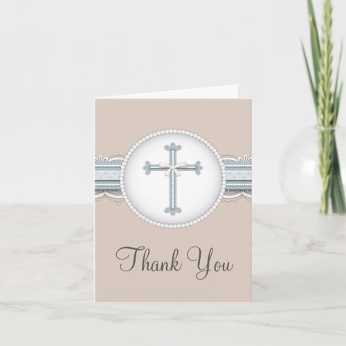 Blue  Beige Religious Celebration Thank You Card