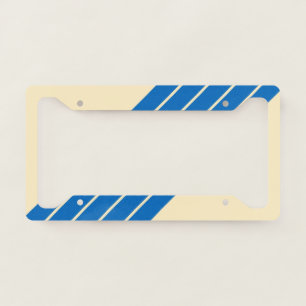 Blue Beige Striped 70s 80s Retro Racing Stripes License Plate Frame