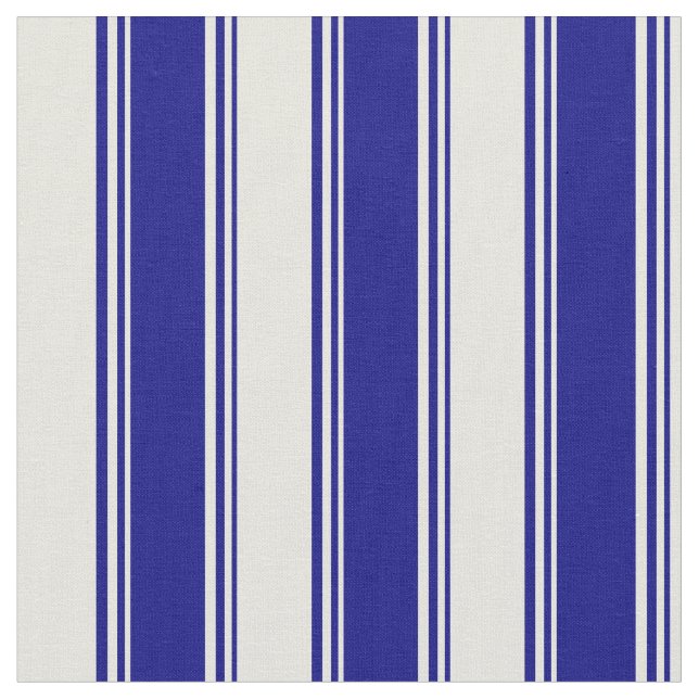 Blue & Beige Stripes Fabric (Close Up)