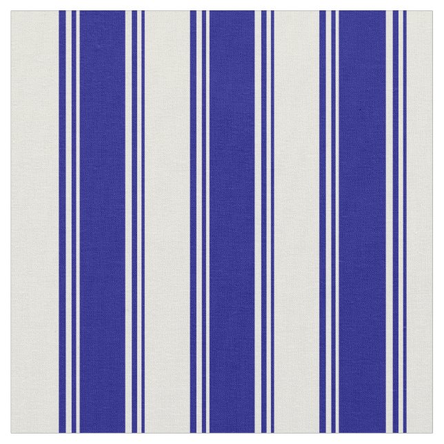 Blue & Beige Stripes/Lines Pattern Fabric (Close Up)