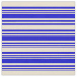 [ Thumbnail: Blue & Beige Stripes/Lines Pattern Fabric ]
