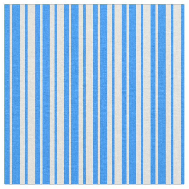 Blue & Beige Stripes/Lines Pattern Fabric (Close Up)
