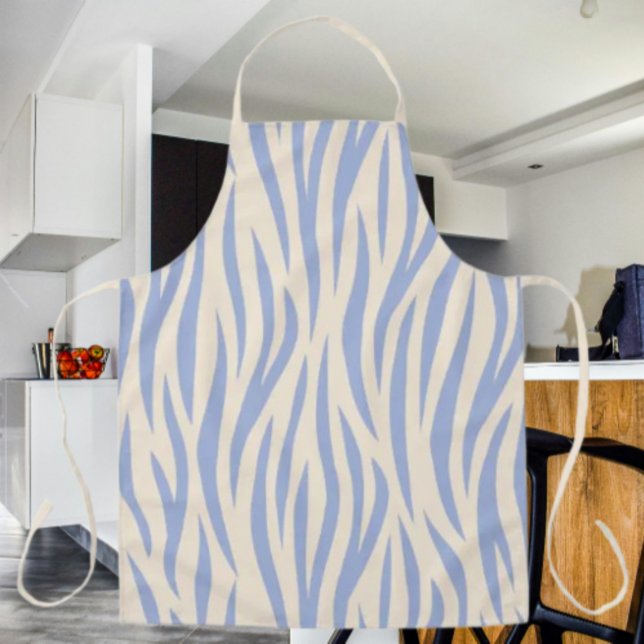 Blue & Beige Zebra Stripe Apron – Stylish Print (Creator Uploaded)