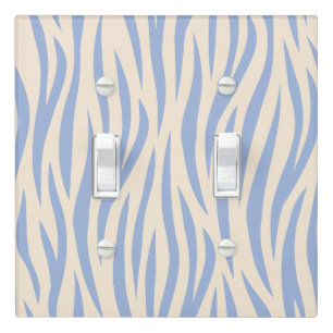 Blue & Beige Zebra Stripe Light Switch Cover