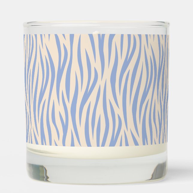 Blue & Beige Zebra Stripe Scented Jar Candle (Front)