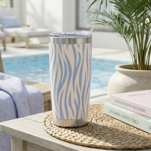 Blue & Beige Zebra Stripe Thermal Tumbler