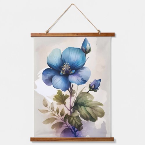 Blue Bell Flower Floral Watercolor  Hanging Tapestry