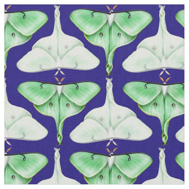 Blue Bella Luna Moth Fabric (Close Up)
