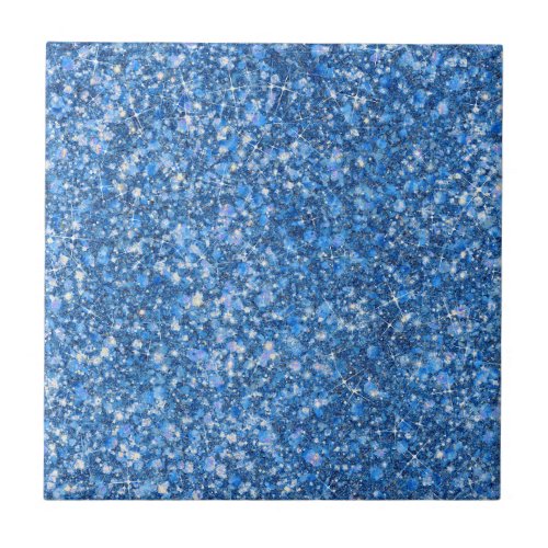 Blue Belle Color Faux Glitter Ceramic Tile