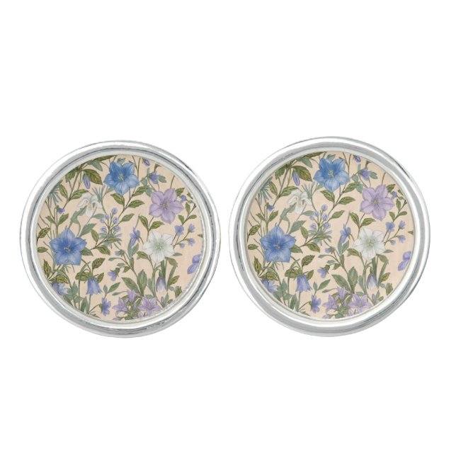 Blue Bellflower Meadow Cufflinks (Front)