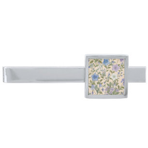 Blue Bellflower Meadow Silver Finish Tie Bar