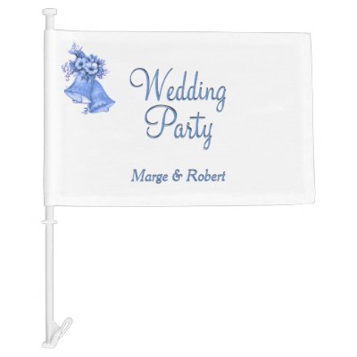 Blue Bells Wedding Party Car Flag