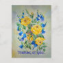 Blue bells with rose, Thinking of you... Postcard