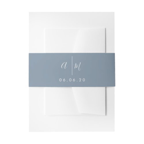Blue Belly Band Editable Monogram Invitation Belly Band