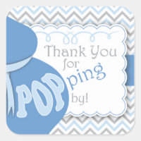 Blue Belly Bump Baby Shower Favor Stickers