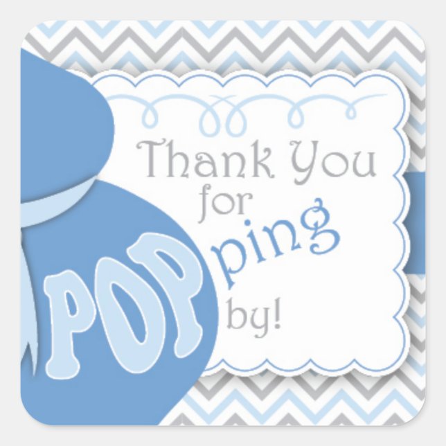 Blue Belly Bump Baby Shower Favor Stickers (Front)