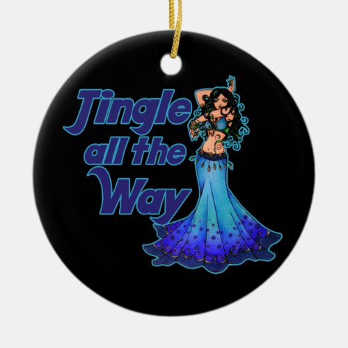 Blue belly dancer ceramic ornament