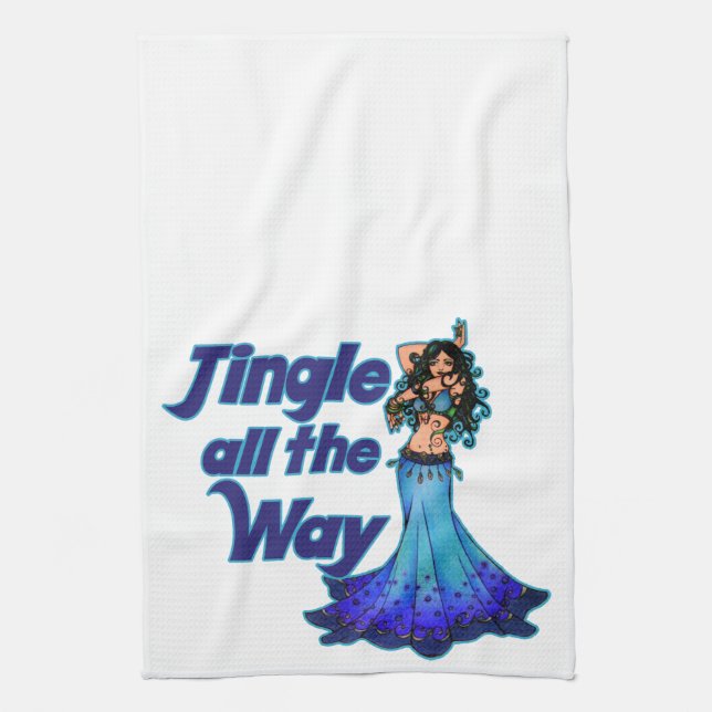 Blue belly dancer kitchen towel (Vertical)