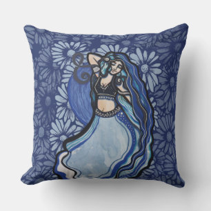 Blue Belly Dancer Outdoor Pillow