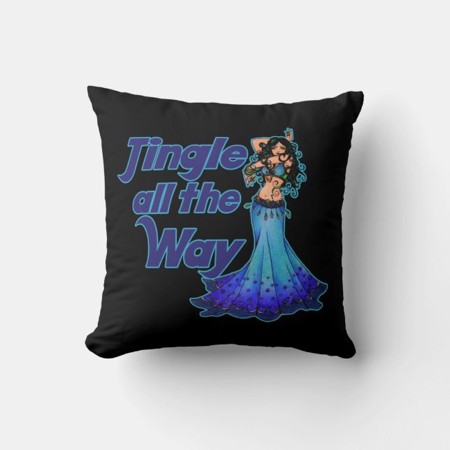 Blue belly dancer throw pillow (Front)