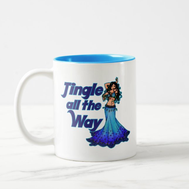 Blue belly dancer  Two-Tone coffee mug (Left)