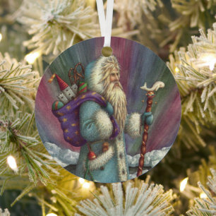 BLUE BELSNICKLE, NORTHERN LIGHTS & PENGUINS METAL ORNAMENT