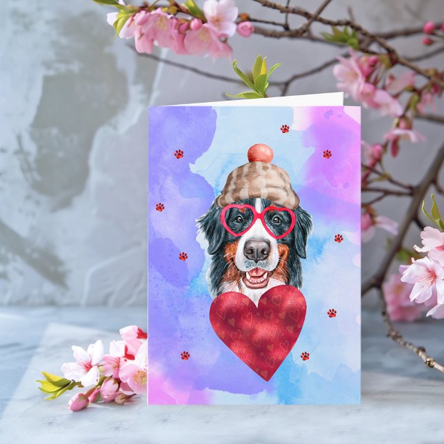Blue Bernese Mountain Valentine's Day Gift Dog Card (Creator Uploaded)