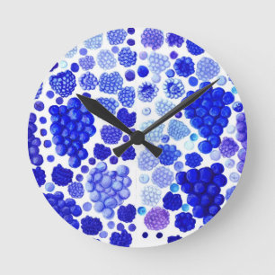 Blue Berries And Blue Grapes Round Wall Clock