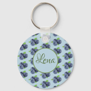 blue berries personalized keychain