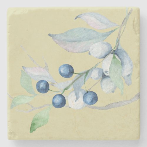 Blue Berries  Stone Coaster