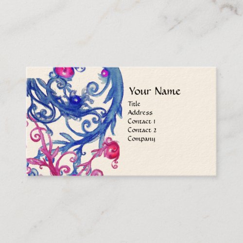 BLUE  BERRIES SWIRLS metallic cream Business Card
