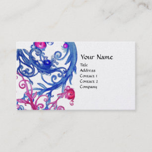 BLUE  BERRIES SWIRLS metallic gold Business Card