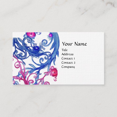 BLUE  BERRIES SWIRLS metallic linen Business Card