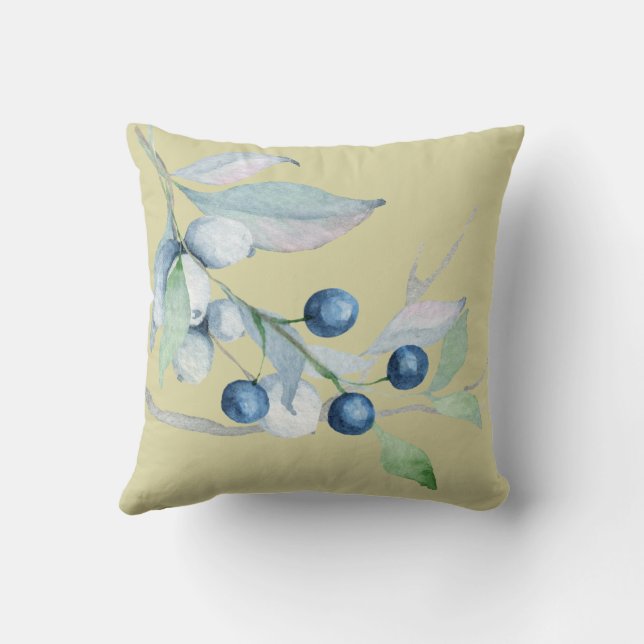 Blue Berries  Throw Pillow (Back)