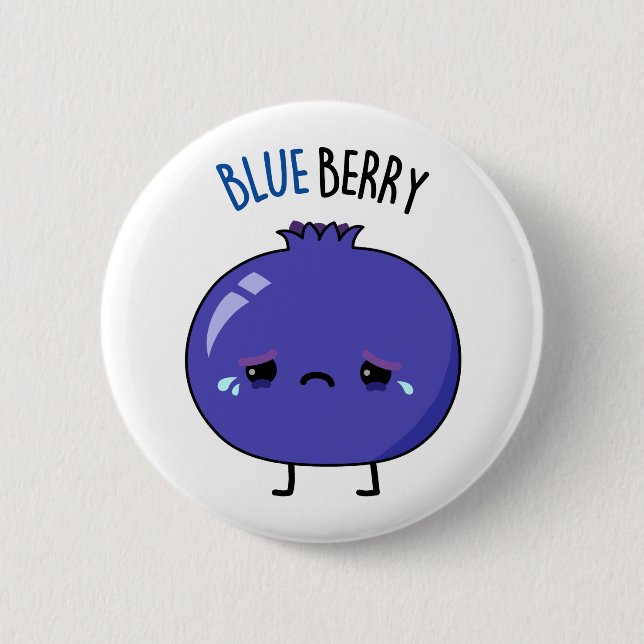 Blue Berry Funny Blueberry Pun Button (Front)