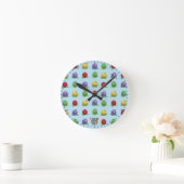 Blue Berry Pattern Round Clock (Home)