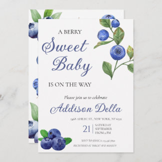 Blue Berry Sweet Baby Shower Invitation