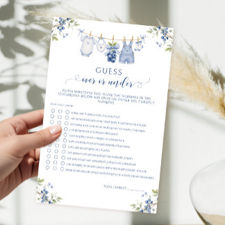 Blue Berry Sweet  Baby Shower Over or Under Game