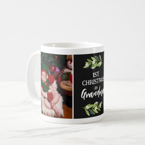 Blue Berry Twigs 1st Christmas As Grandma Photo Coffee Mug