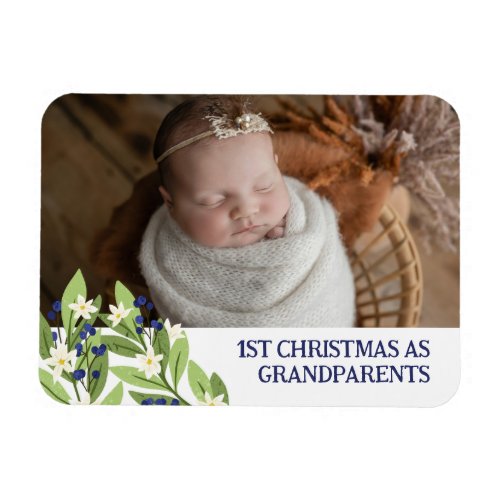 Blue Berry Twigs 1st Christmas As Grandparents Magnet