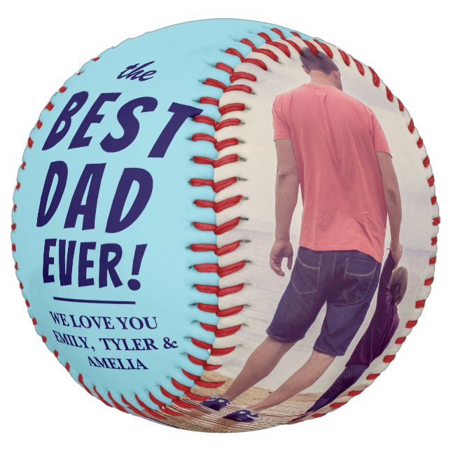 Blue Best Dad Ever 2 Photo Collage  Softball (Angled)