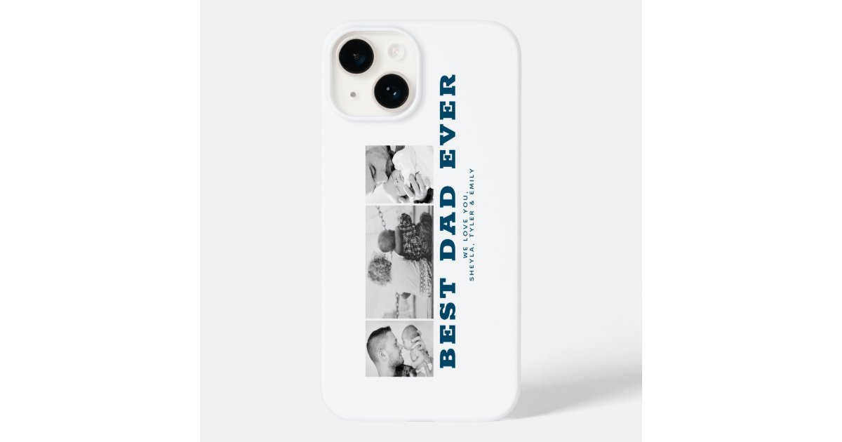 Blue Best Dad Ever Father`s Day 3 Photo Collage Case-Mate iPhone Case ...