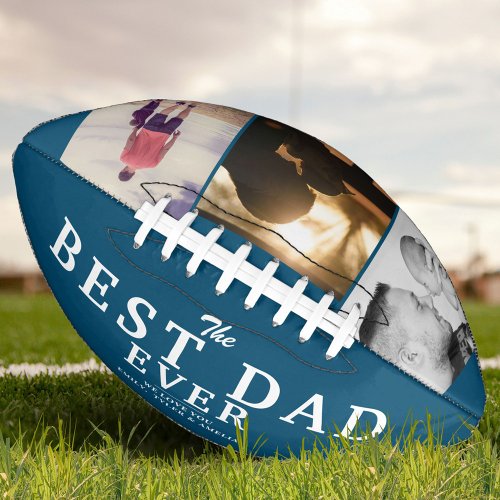 Blue Best Dad Ever Fathers Day 3 Photo Collage Football