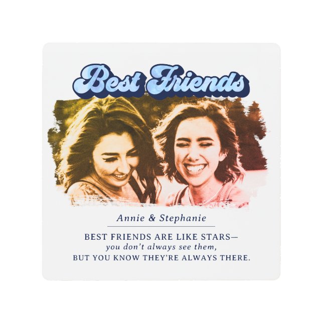 Blue Best Friends Photo Metal Print (Front)