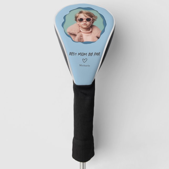 Blue Best Mom by Par Custom Photo Mother Golf Head Cover (Front)